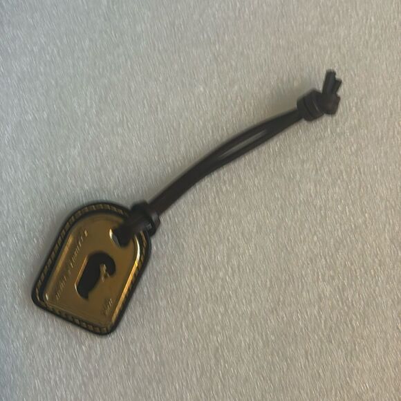 Dooney & Bourke Accessories - Dooney & Bourke Duck Logo Brown Leather and Brass Hanging Tag For Handbags